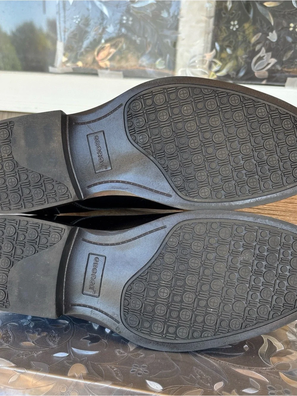 George Black Leather Cap-Toe Derby Shoes Men’s 12 Wide